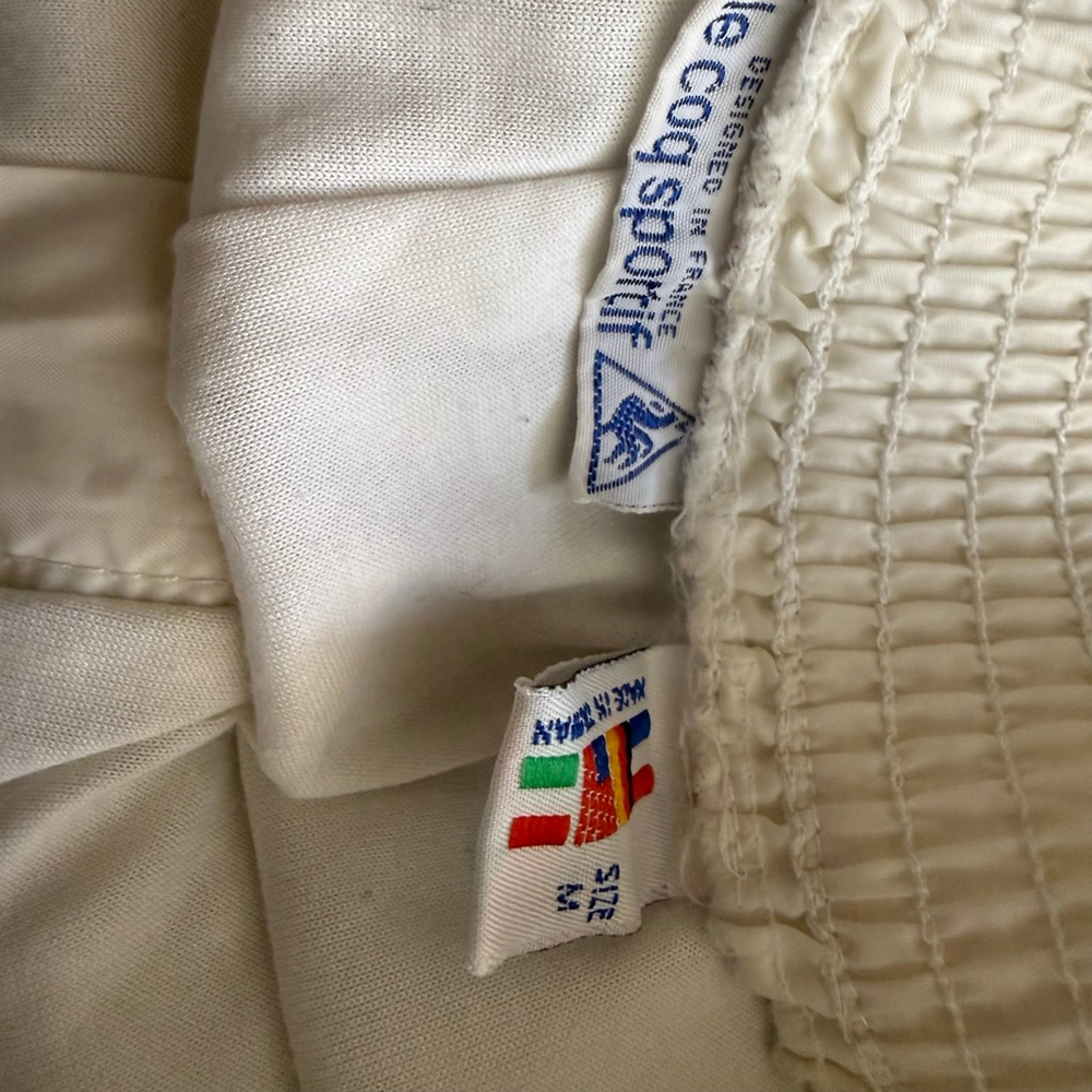 Le Coq Sportif vintage white pants wide legs waterproof elastic waist sz M - Picture 8 of 11